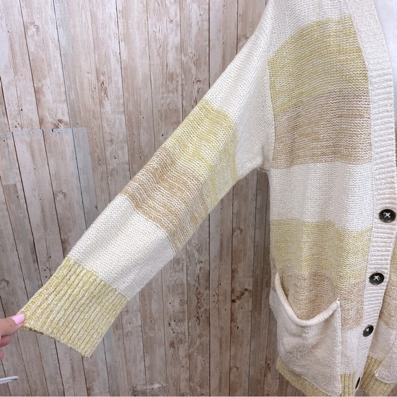 Free People Southport Beach Striped Oversized Button Front Cardigan Size Small - Picture 5 of 14